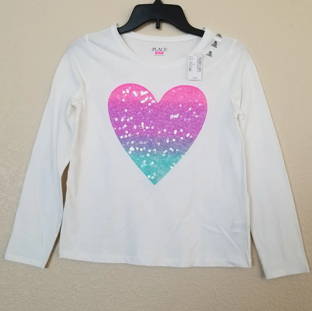 The Children's Place Sequin Heart Tee NEW